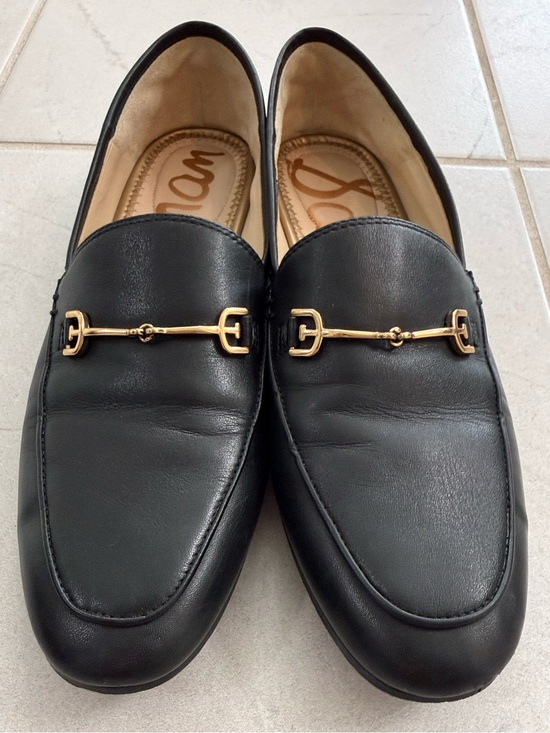 Sam Edelman Shoes - Sam Edelman Loraine Black Leather Loafers with Gold Horsebit